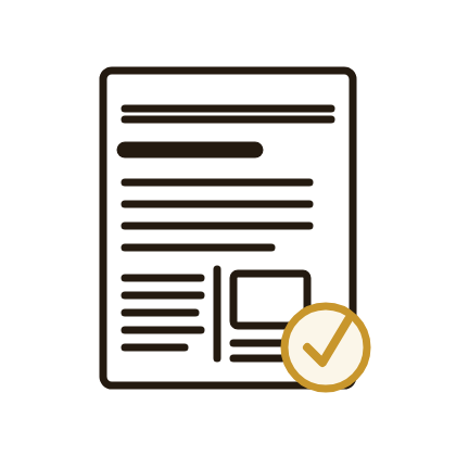 Illustration of a newspaper page with an editorial endorsement checkmark